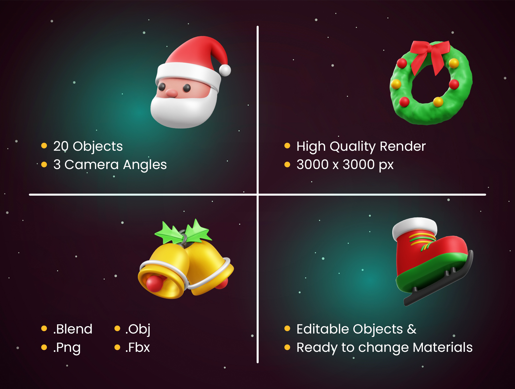 17 20个圣诞节主题3D立体图标blender模型素材 Christmas 3D Icon 17