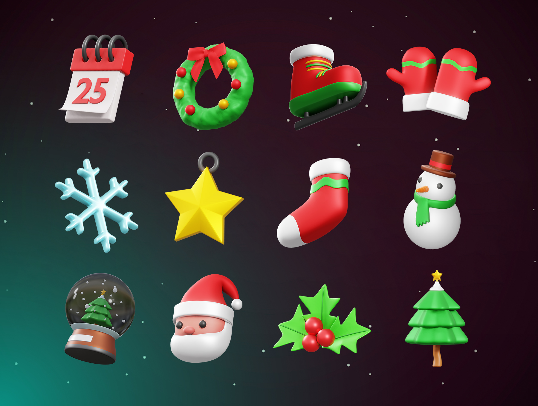 17 20个圣诞节主题3D立体图标blender模型素材 Christmas 3D Icon 17