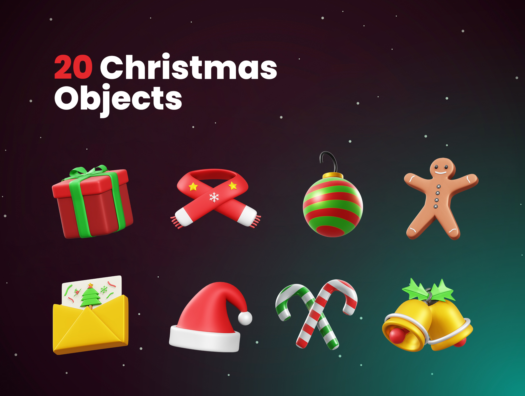 17 20个圣诞节主题3D立体图标blender模型素材 Christmas 3D Icon 17