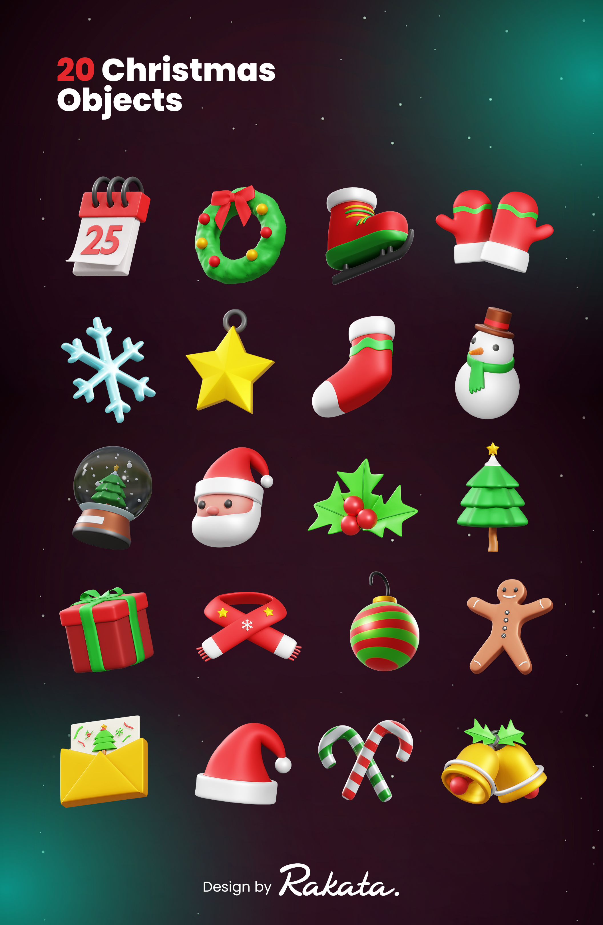 17 20个圣诞节主题3D立体图标blender模型素材 Christmas 3D Icon 17