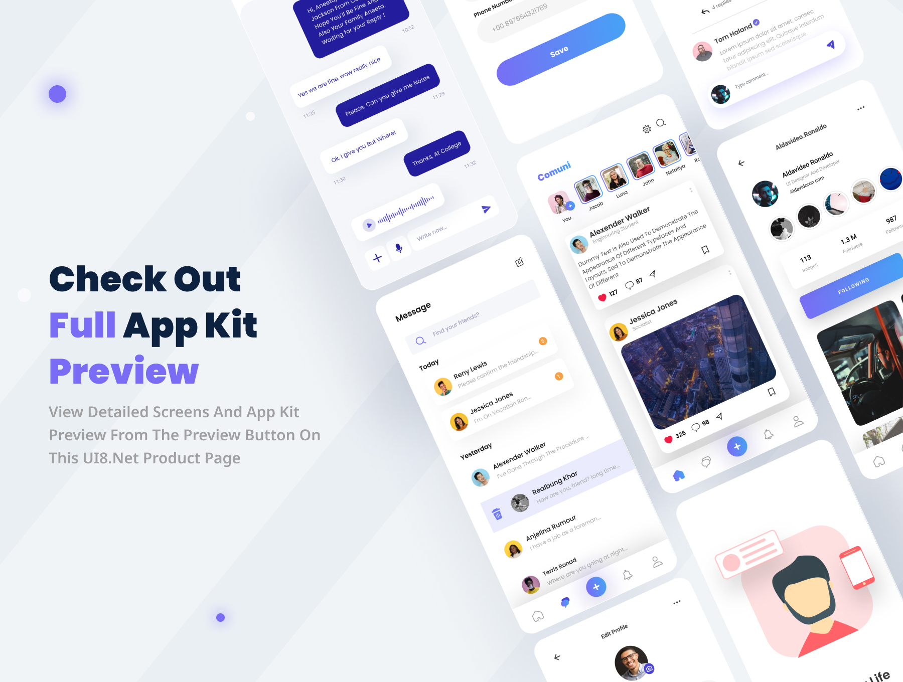 20 社交媒体应用程序 UI 套件 Comuni – Social Media App UI Kit 20