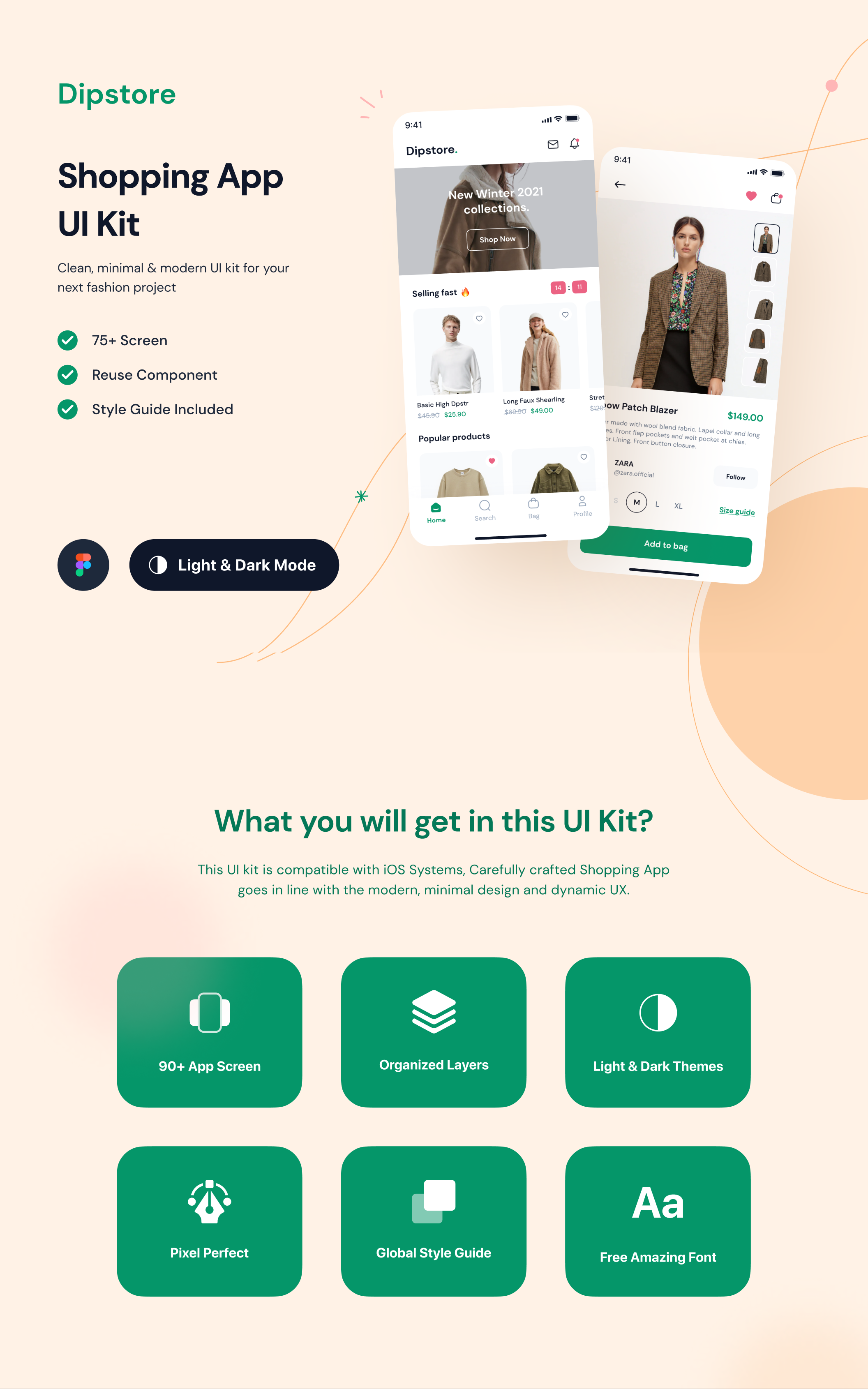 25 高级的网上购物app应用设计 UI kit套件 Dipstore – Shopping App UI Kit 25