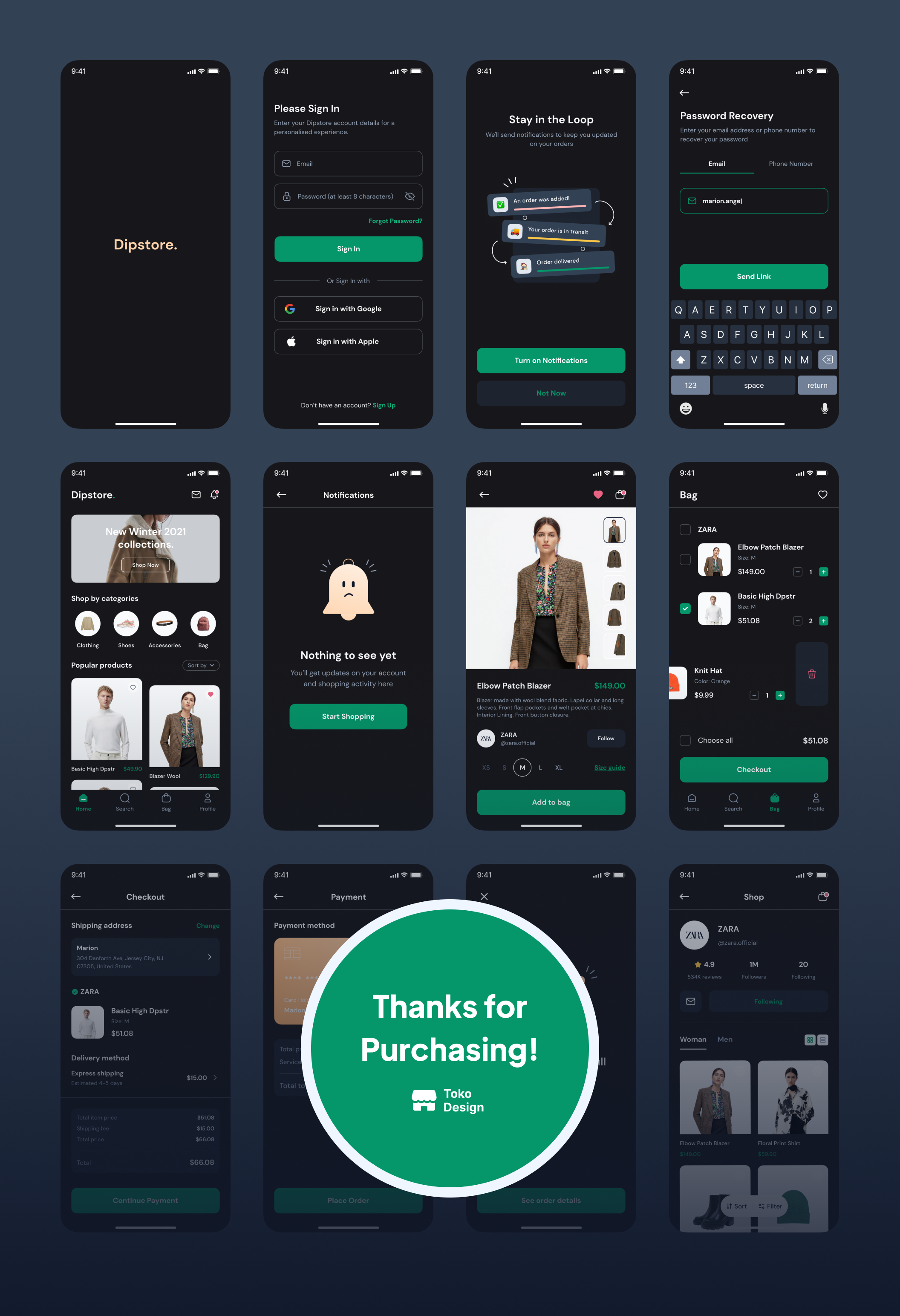 25 高级的网上购物app应用设计 UI kit套件 Dipstore – Shopping App UI Kit 25