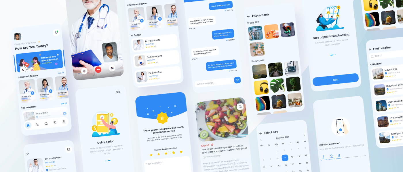 27 医生和医院预约app应用ui kit界面设计模板 E.Doc – Doctor & Hospital Booking App UI Kit 27