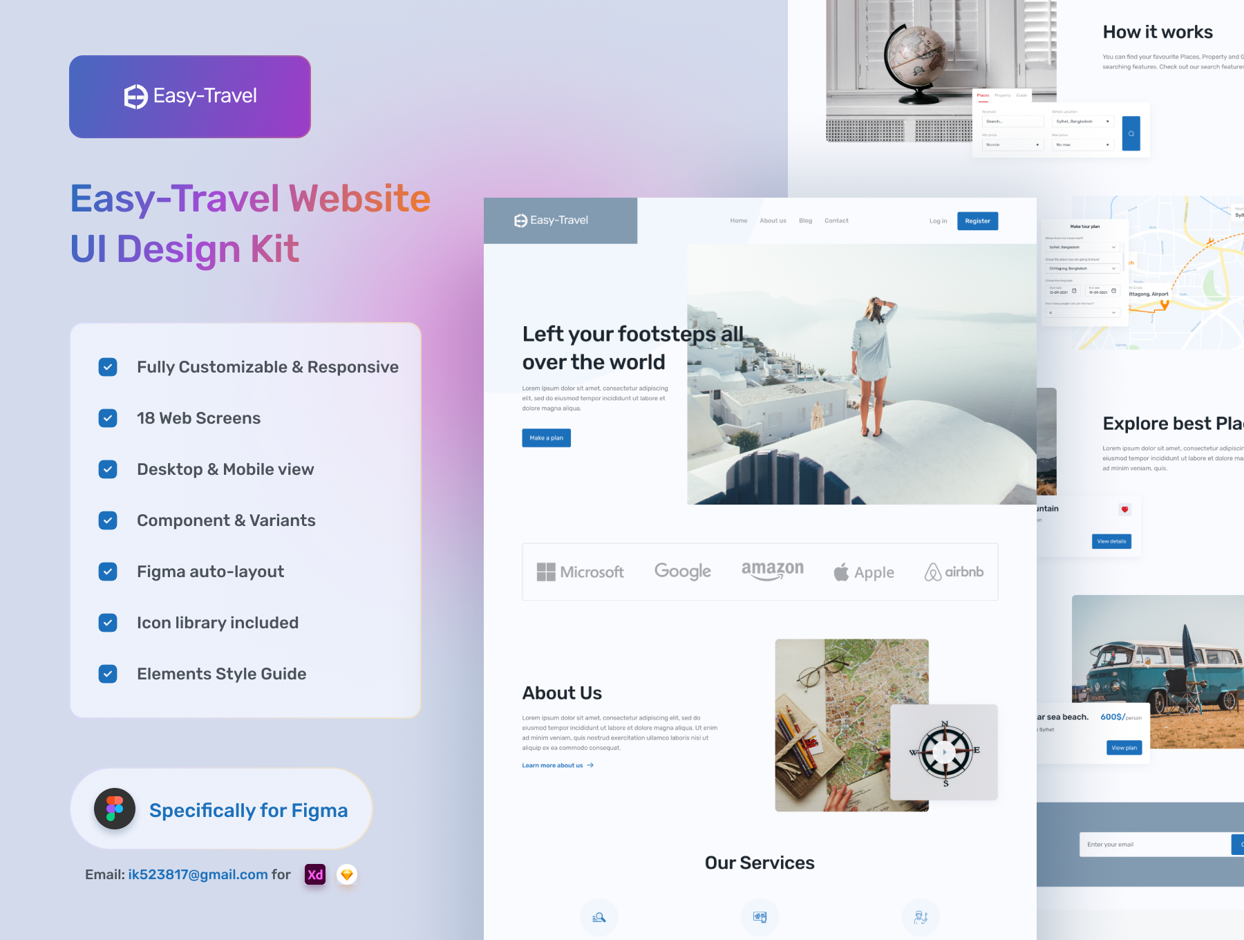 28 旅游网站 UI 网页APP设计套件 Easy-Travel Website UI Kit 28