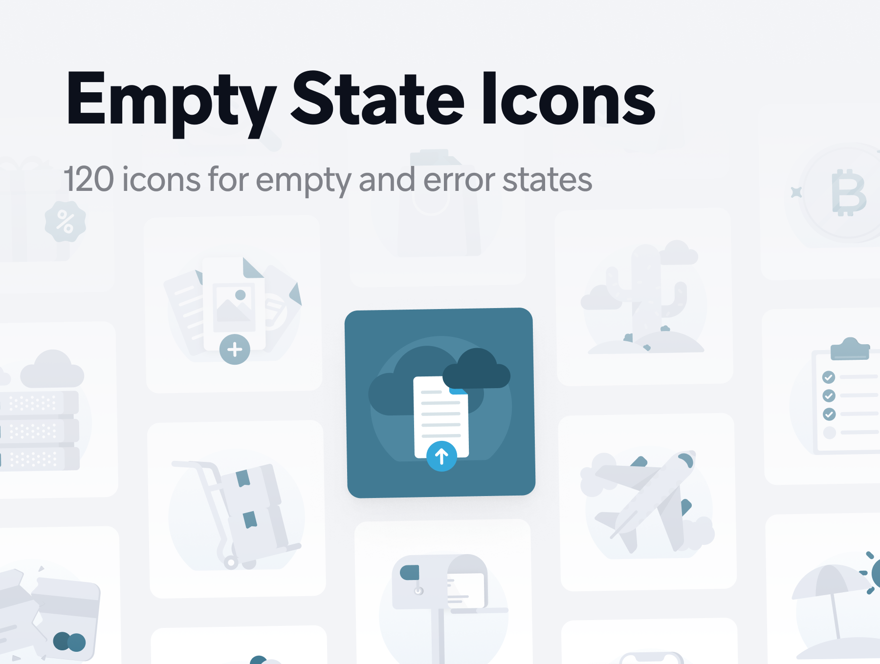 30 120 个空状态和错误提示的矢量图标素材 Empty States Icon Set – V1 30