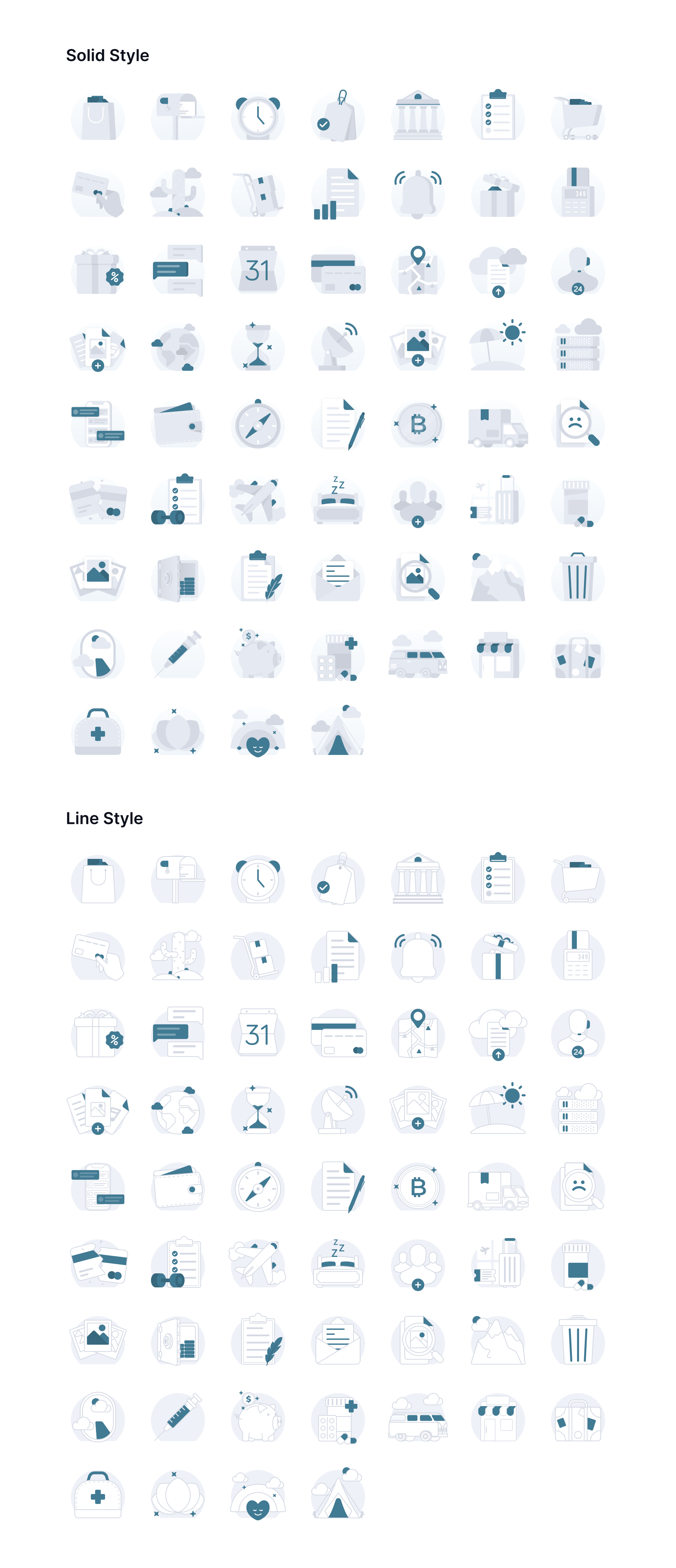 30 120 个空状态和错误提示的矢量图标素材 Empty States Icon Set – V1 30