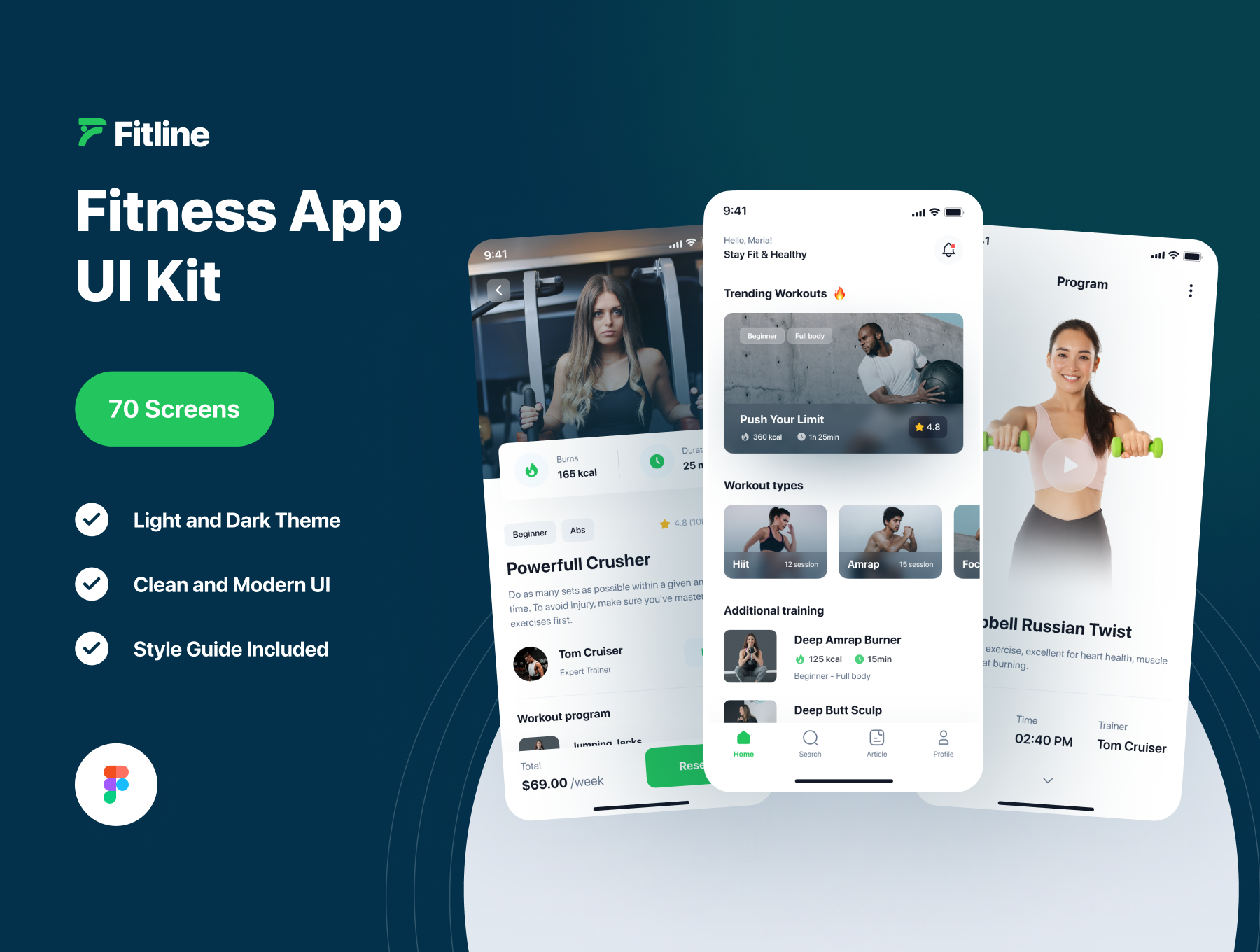 33 高级健身和锻炼app应用设计 UI kit套件 Fitline – Fitness & Workout App UI Kit 33