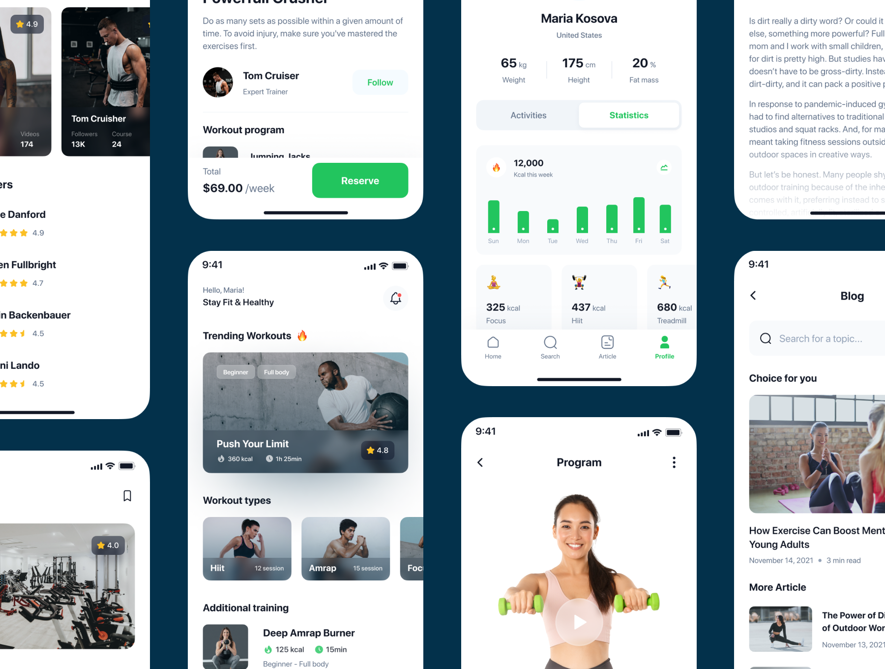 33 高级健身和锻炼app应用设计 UI kit套件 Fitline – Fitness & Workout App UI Kit 33