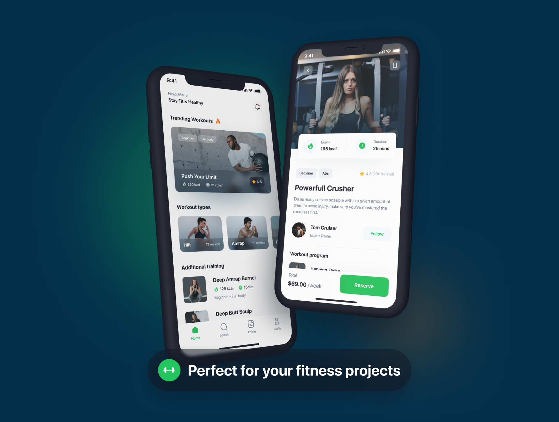 33 高级健身和锻炼app应用设计 UI kit套件 Fitline – Fitness & Workout App UI Kit 33