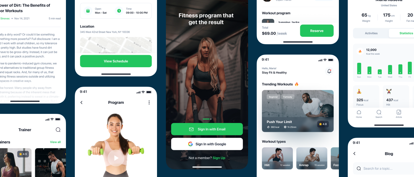33 高级健身和锻炼app应用设计 UI kit套件 Fitline – Fitness & Workout App UI Kit 33