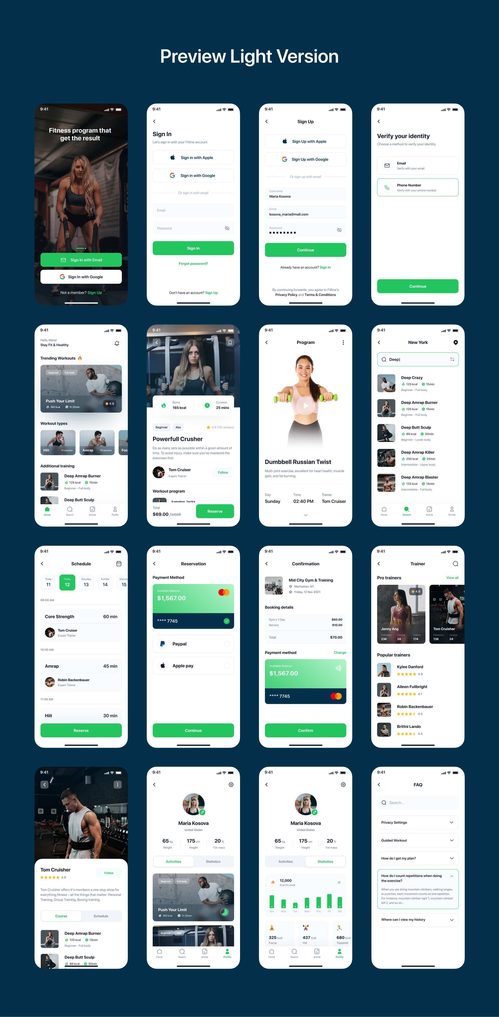 33 高级健身和锻炼app应用设计 UI kit套件 Fitline – Fitness & Workout App UI Kit 33