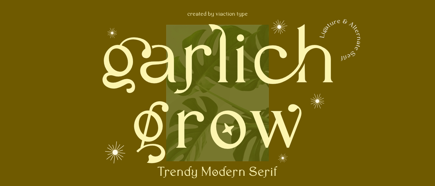 38 Garlich Grow经典时尚现代轻奢优雅装饰logo杂志排版衬线英文字体 Garlich Grow – Trendy Modern Serif 38