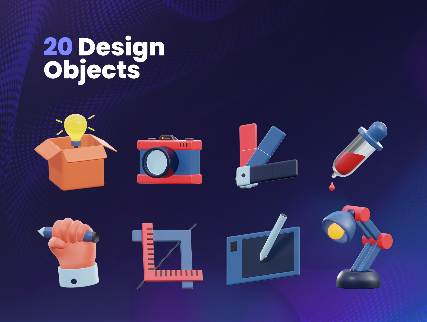 40 20款高清趣味卡通3D办公文具绘画制图icon图标png免抠素材 Graphic Design 3D Icons 40