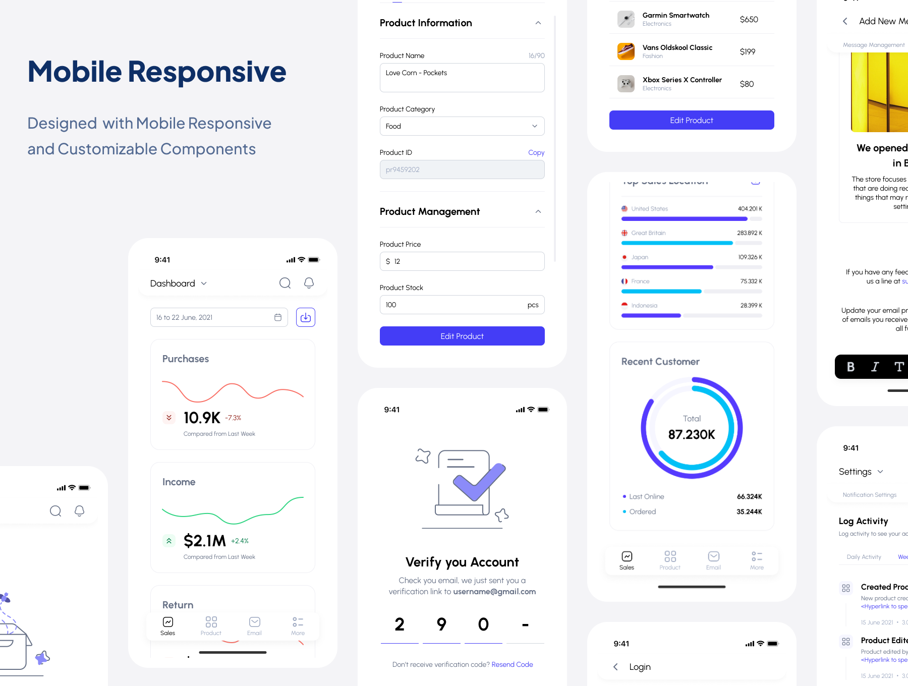 45 产品销售系统后台管理Dashboard ui kit界面设计模板 Kitagrow – Product and Sales Dashboard UI Kit 45