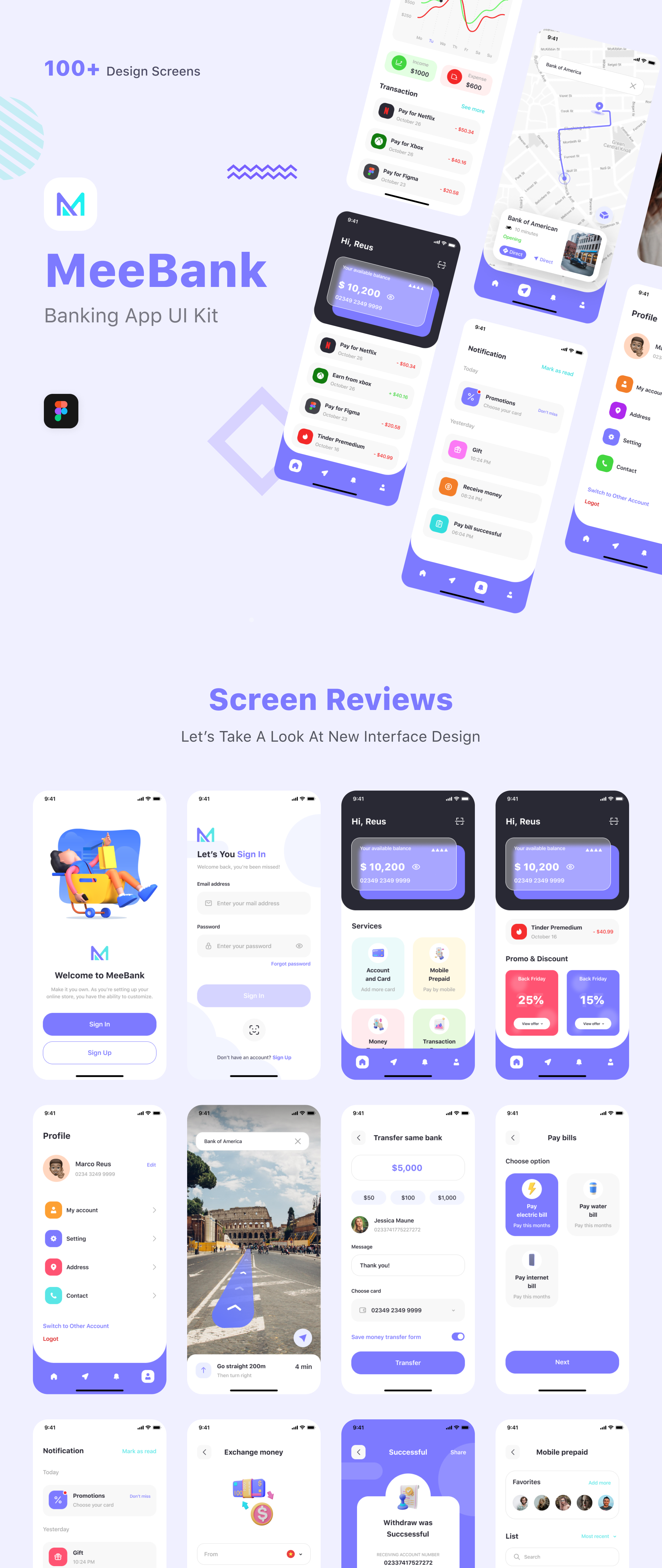 50 优质银行金融财务应用程序APP界面设计UI套件素材 MeeBank – Banking App UI Kit MeeBank – Banking App UI Kit 50