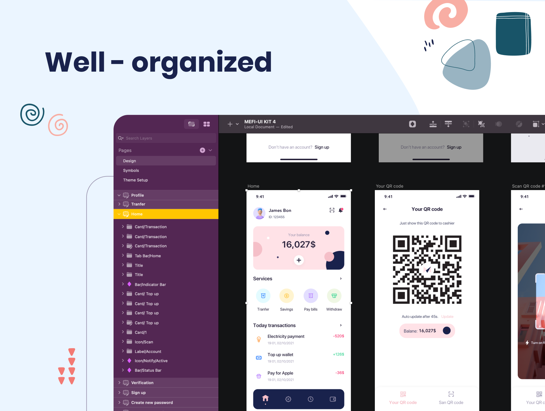 51 50款银行电子钱包在线支付用户界面手机app设计ui模板 MeFi Ewallet App UI Kit 51