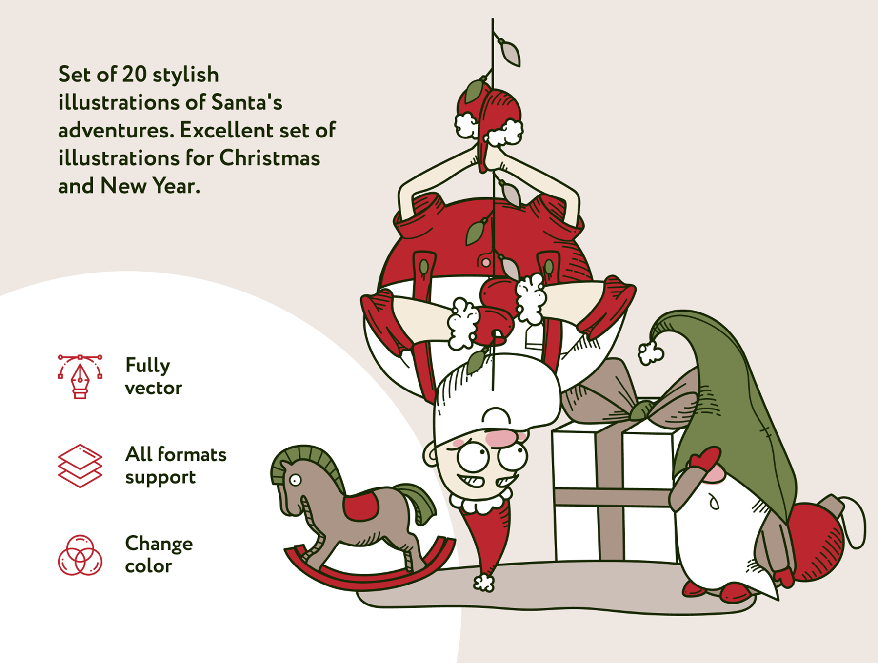53 20幅时尚圣诞老人新年素材矢量插图 Merlty Illustrations Merlty Illustrations 53