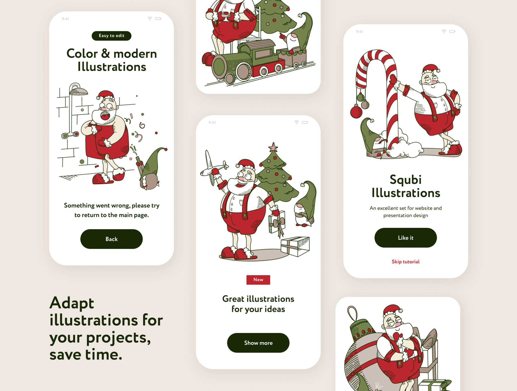 53 20幅时尚圣诞老人新年素材矢量插图 Merlty Illustrations Merlty Illustrations 53