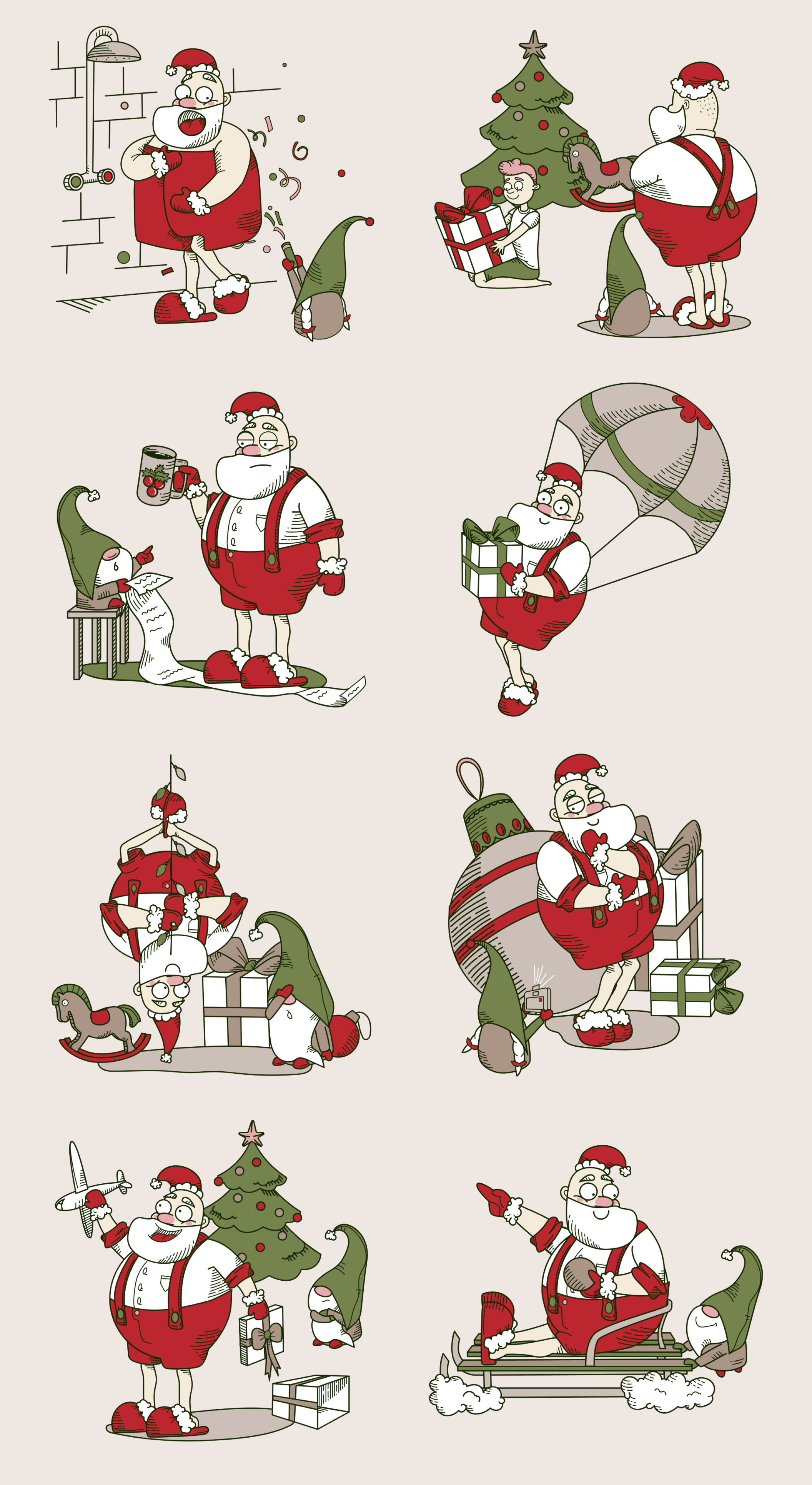 53 20幅时尚圣诞老人新年素材矢量插图 Merlty Illustrations Merlty Illustrations 53