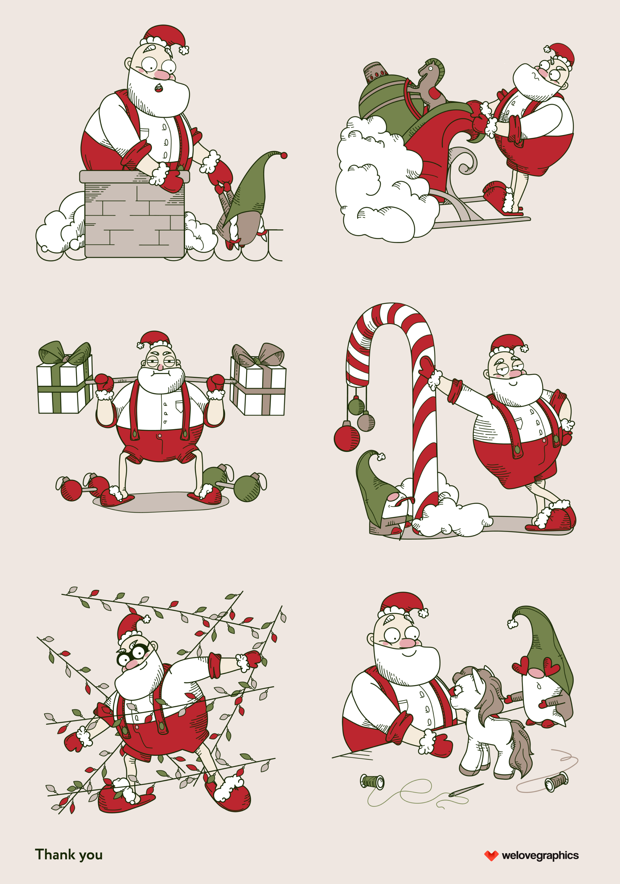 53 20幅时尚圣诞老人新年素材矢量插图 Merlty Illustrations Merlty Illustrations 53