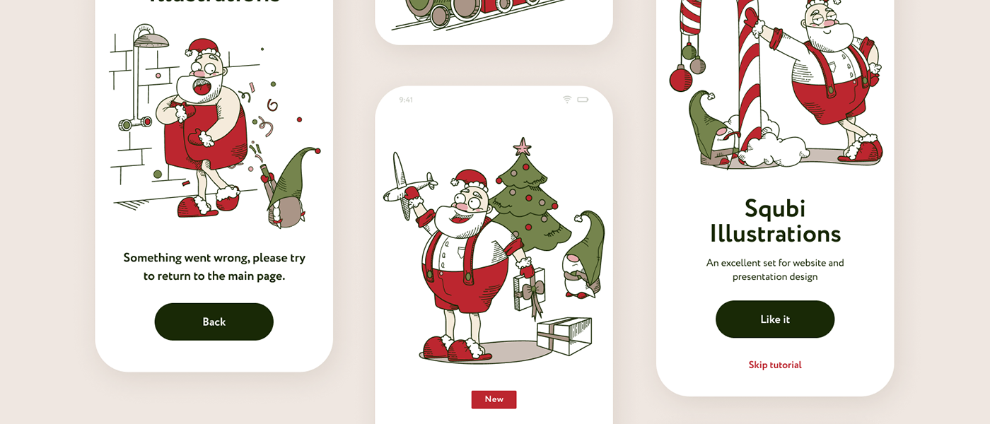 53 20幅时尚圣诞老人新年素材矢量插图 Merlty Illustrations Merlty Illustrations 53