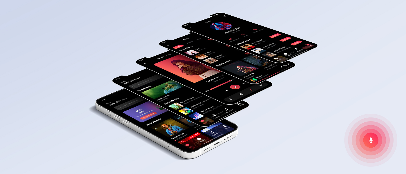 55 在线播放音乐听歌App多媒体手机界面光暗样式设计模板下载 Music App UI kit Music App UI kit 55