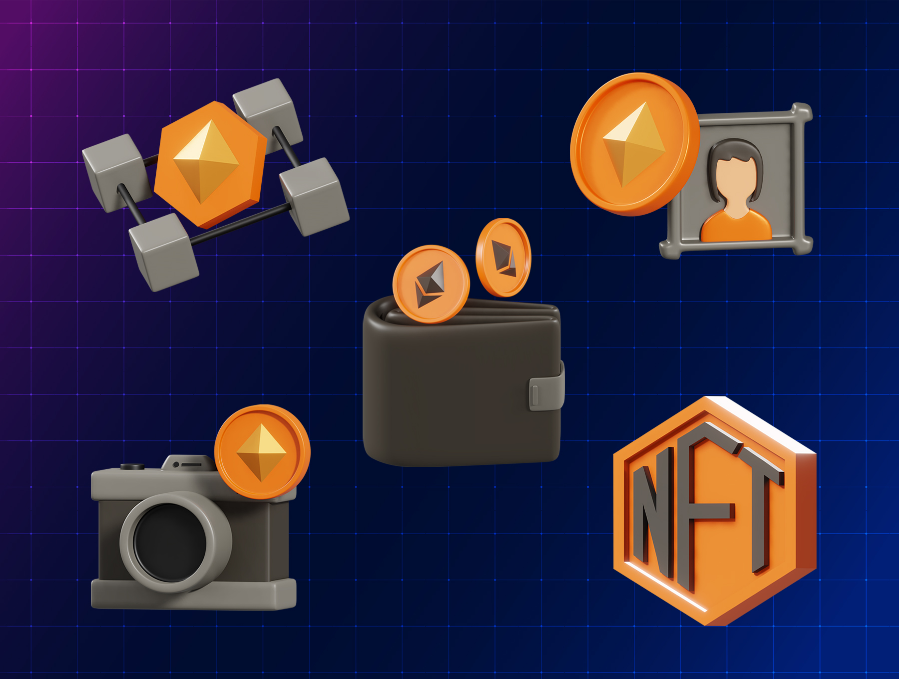 56 9款卡通萌趣3D立体NFT金融交易png免抠icon图标设计素材源文件 NFT 3D Icons 56
