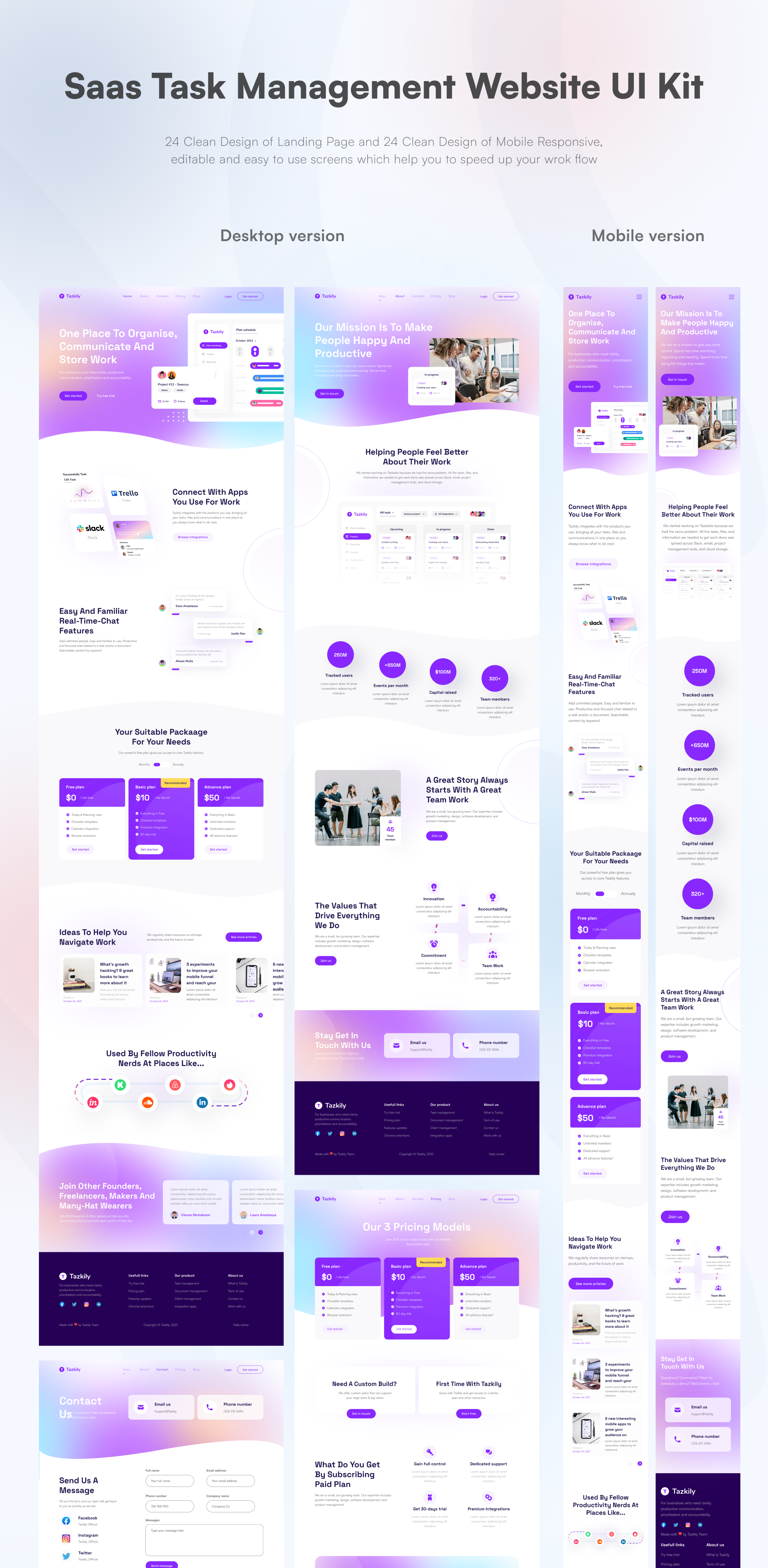 65 24款企业官网响应式SaaS网页界面设计自适应UI套件 Saascuy – Saas Landing Page UI KIT 65