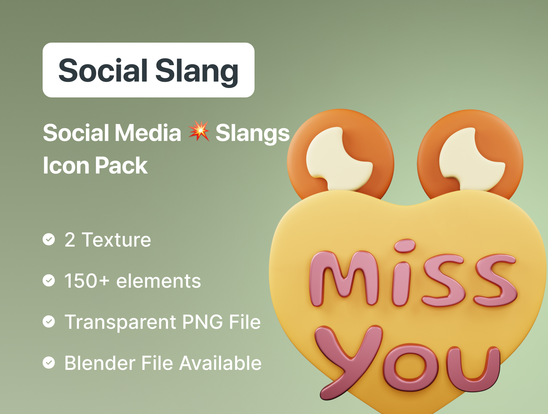 69 150款社交媒体常用语俚语聊天3D图标包icon素材 Social Slang – Best 3D Social Media Slangs Icon Pack 69