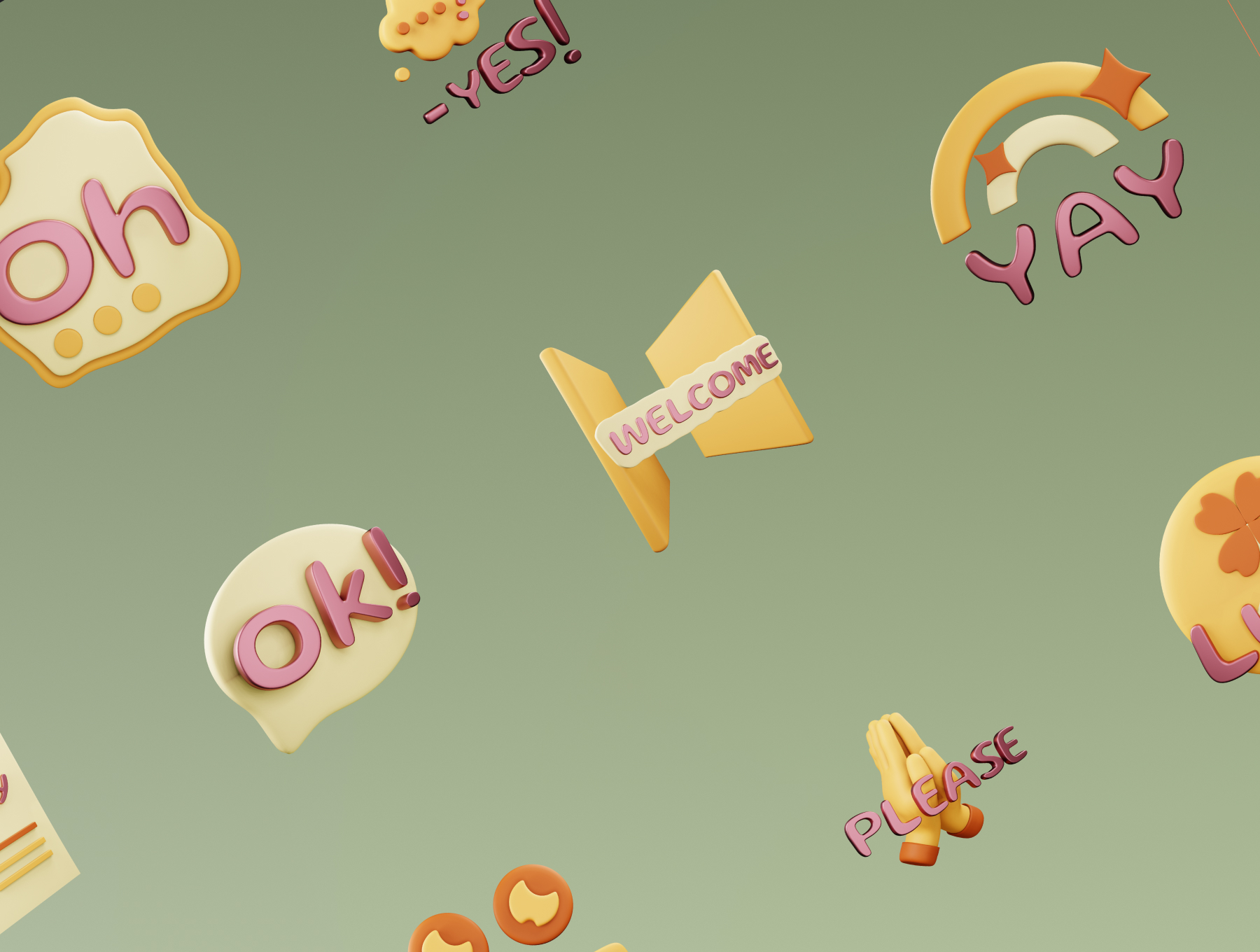 69 150款社交媒体常用语俚语聊天3D图标包icon素材 Social Slang – Best 3D Social Media Slangs Icon Pack 69