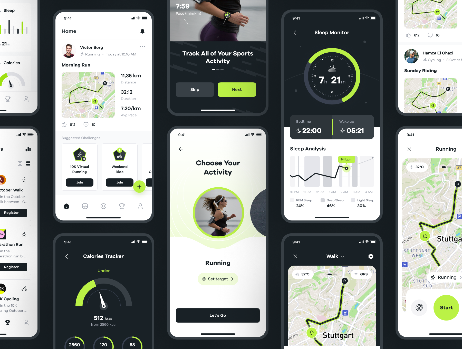 70 70页健身锻炼数据跟踪响应式手机网页界面设计UI套件模板 Sportly – Fittech App UI Kit 70