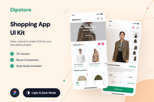 25 高级的网上购物app应用设计 UI kit套件 Dipstore – Shopping App UI Kit 25