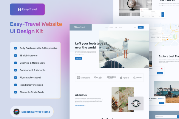 28 旅游网站 UI 网页APP设计套件 Easy-Travel Website UI Kit 28