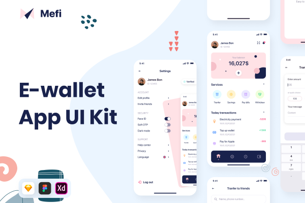 51 50款银行电子钱包在线支付用户界面手机app设计ui模板 MeFi Ewallet App UI Kit 51