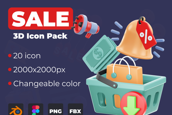 66 20款电商大促销售3D立体营销打折活动图标icon素材 SALE 3D Icon Pack 66