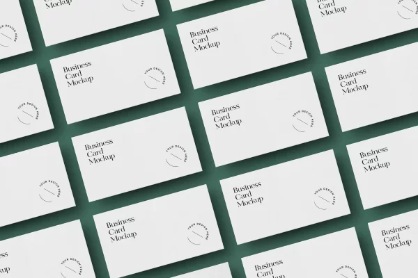 平铺成套展示的名片设计模型样机  elements laid out business cards mockup