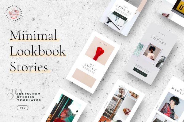 30个独特时尚的Lookbook社交媒体Instagram故事模板 Minimal Lookbook Instagram Stories [psd]