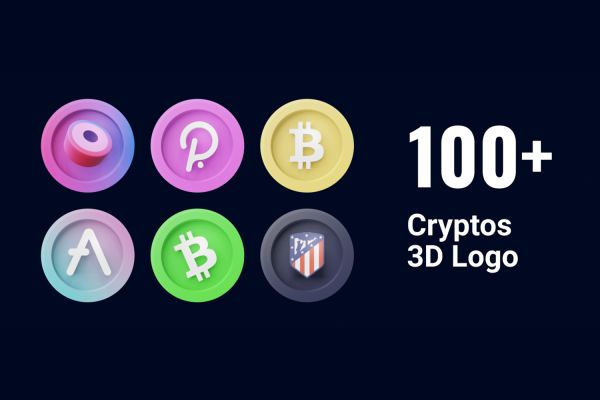 02 100+3D立体加密货币金融图标设计素材 100+ 3D Cryptos Logo
