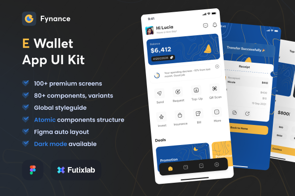 010 简洁钱包应用程序 UI 套件Fynance – Wallet App UI KIT