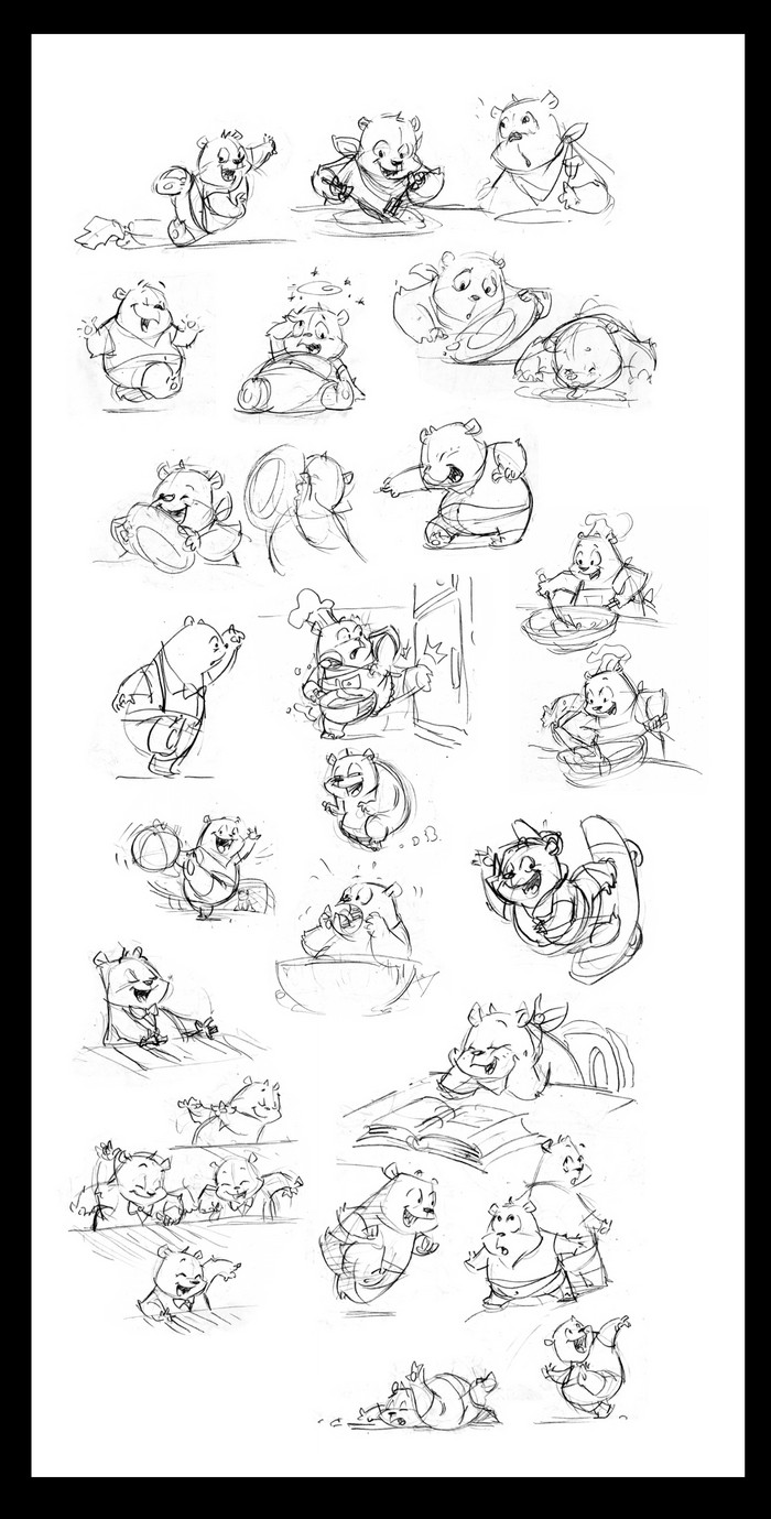 847 日式风 可爱卡通动漫Q版动物拟人角色原画设定 绘画参考素材