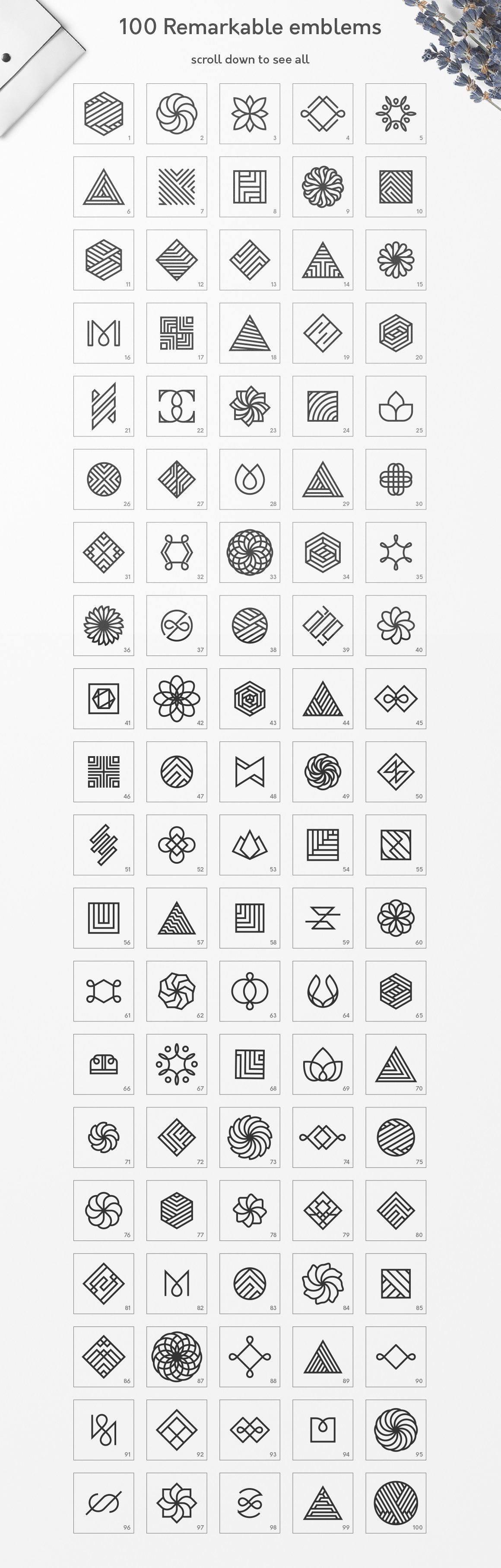 857 100款高级简约风格AI矢量几何图形LOGO素材 Geometric-Logos