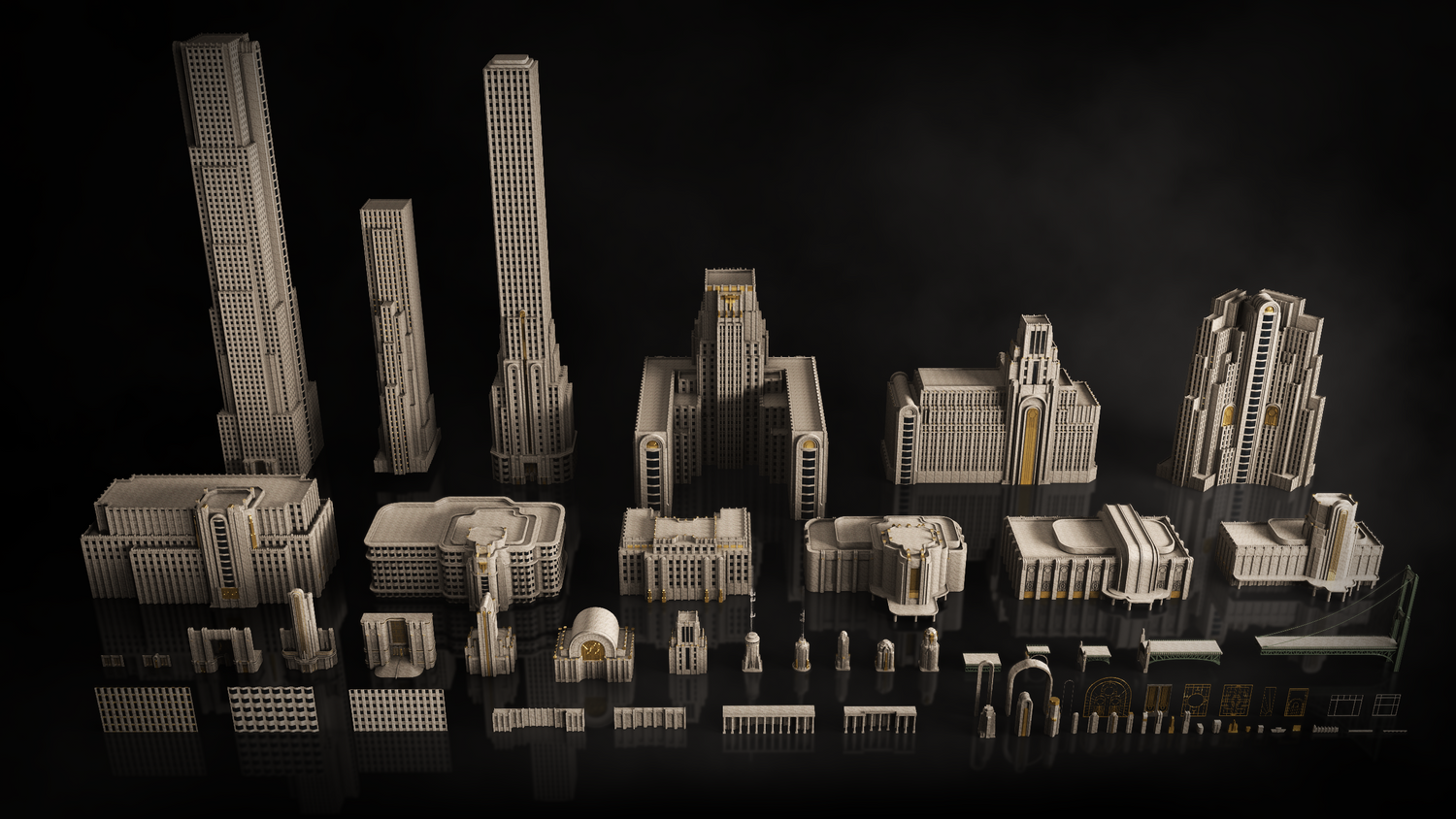 872 欧美建筑景观装饰艺术景观3D模型合集 KITBASH3D ARTDECO