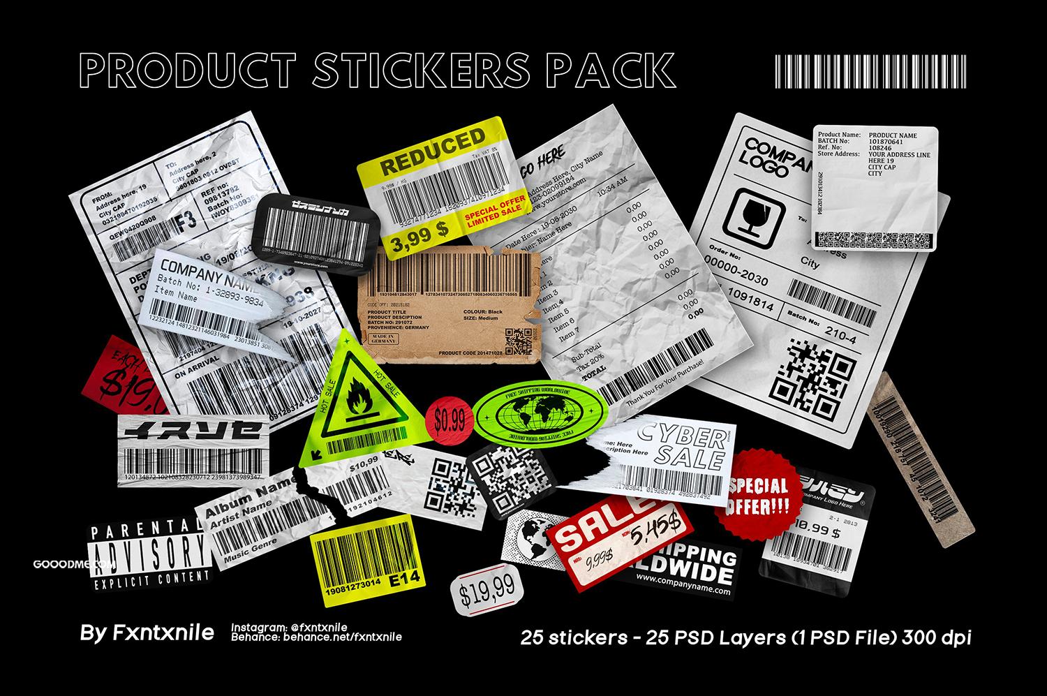 09 标签贴纸样机模板 (psd)Stickers Pack