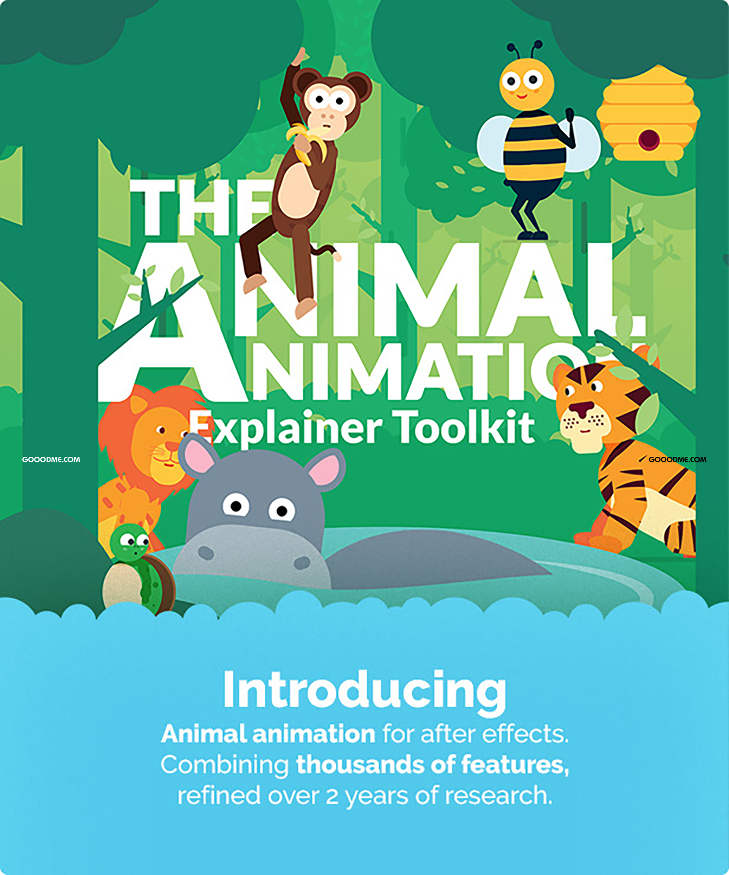 16 动物角色定制设计的AE动画特效工具素材包 Animal Character Animation Explainer Toolkit