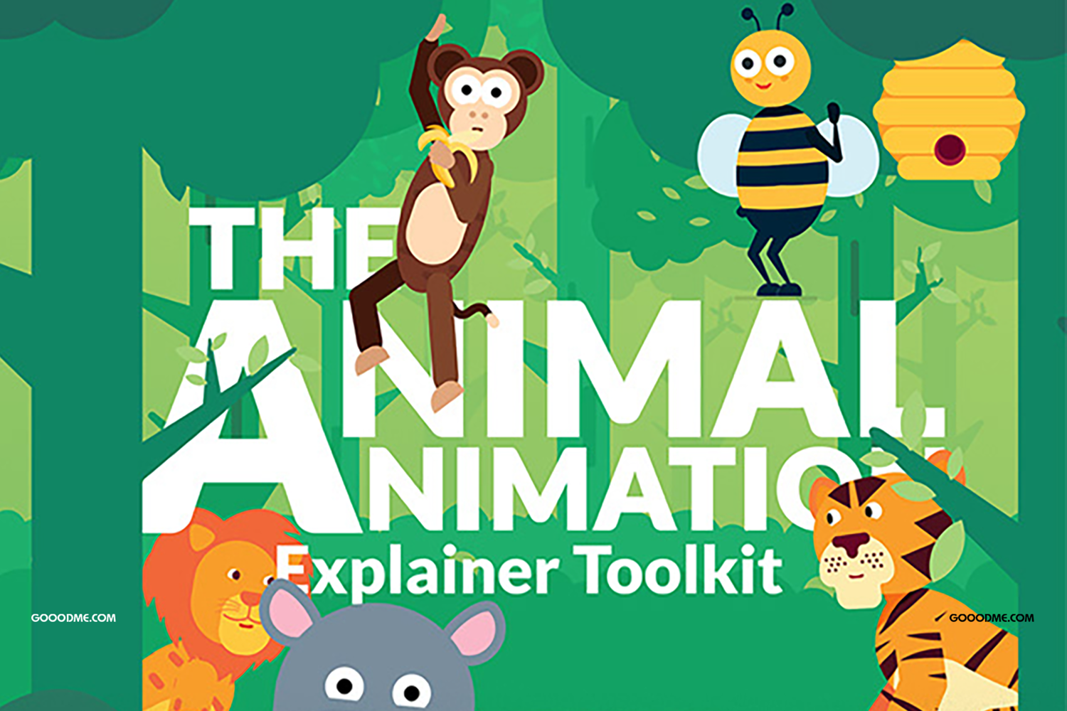 16 动物角色定制设计的AE动画特效工具素材包 Animal Character Animation Explainer Toolkit