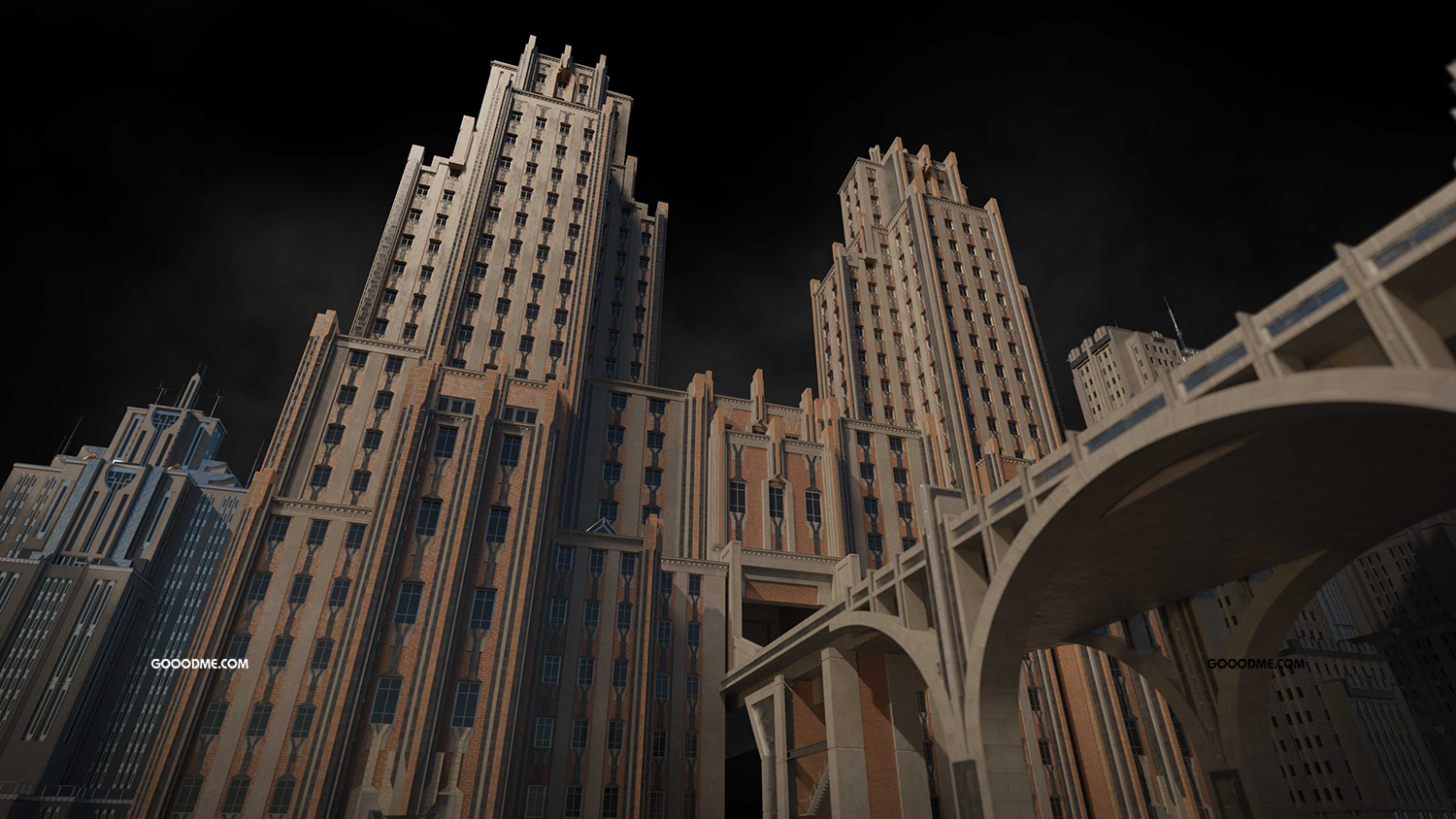 20 歌利亚大都市建筑模型复古都市模型复古风建筑模型Kitbas3D Goliath
