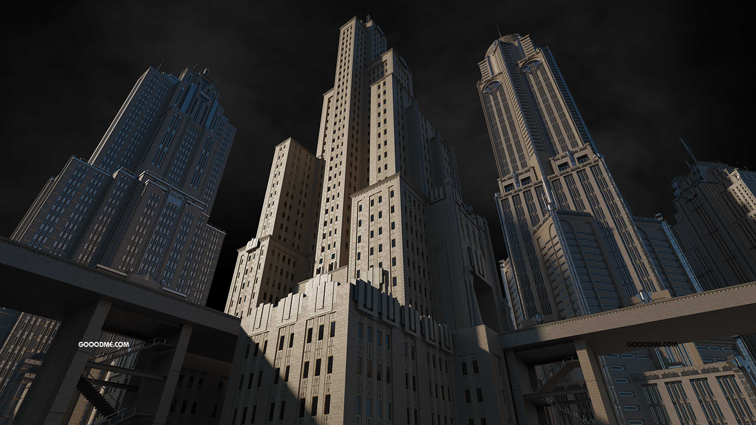 20 歌利亚大都市建筑模型复古都市模型复古风建筑模型Kitbas3D Goliath
