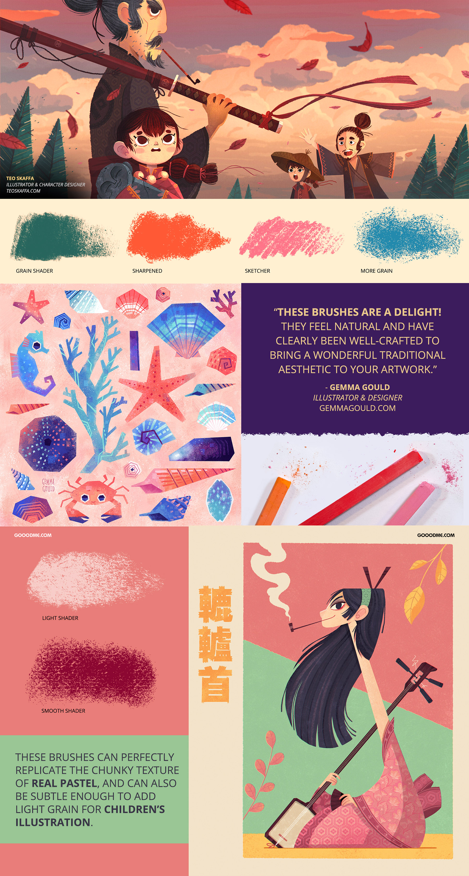 28 用于漫画创作的粉彩画笔Procreate笔刷素材Ultimate Brush Toolbox – Pastels