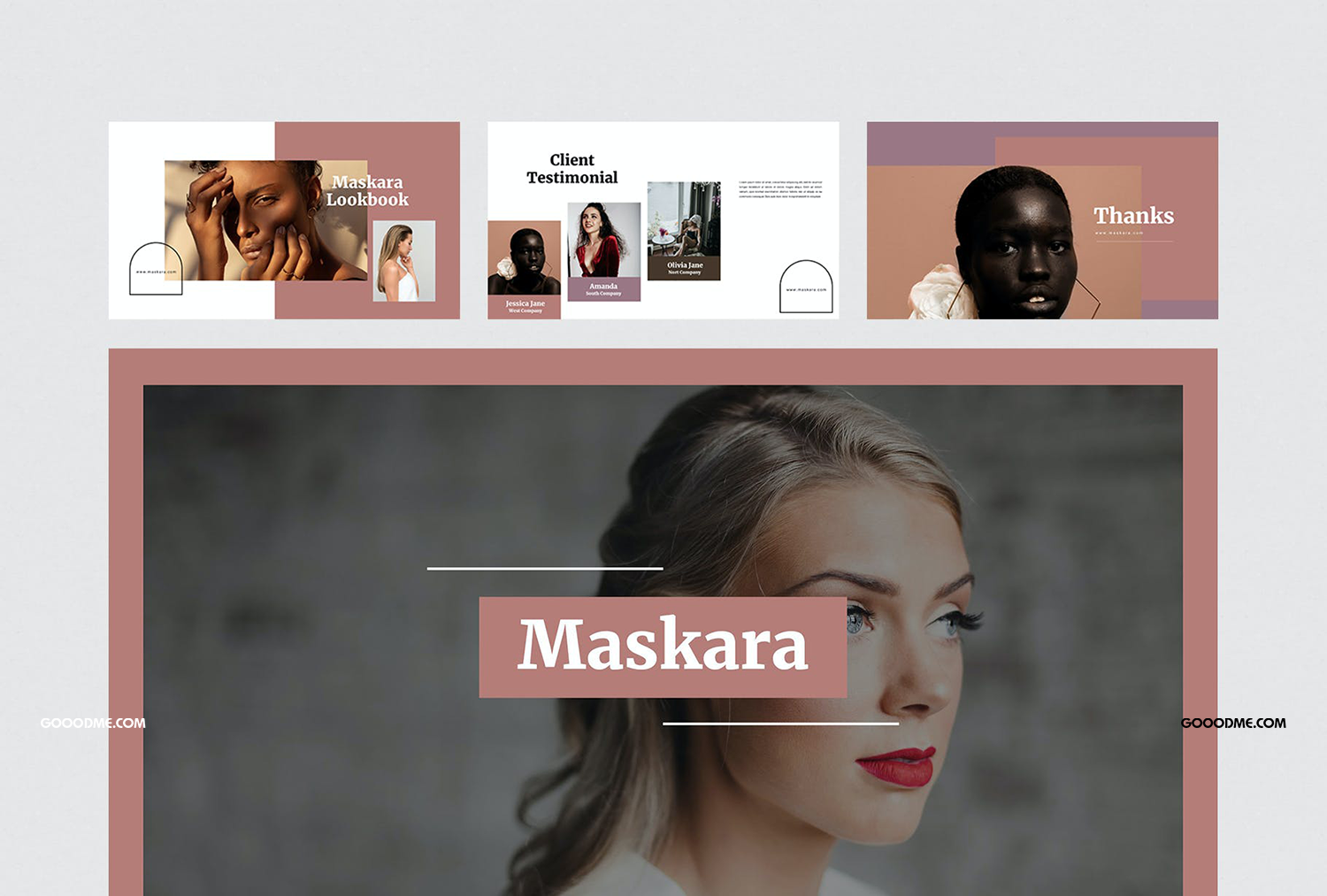 34 美容美妆教学演示PPT模板 Maskara – Beauty Powerpoint Template